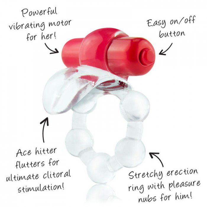 Виброкольцо с язычком и красным виброэлементом Overtime - Screaming O - в Тамбове купить с доставкой