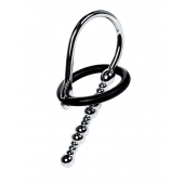 Серебристый уретральный плаг-бусины TOYFA Metal с мягким фиксириющим кольцом - ToyFa - купить с доставкой в Тамбове