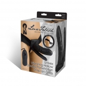 Полый страпон с двумя отростками и вибрацией Unisex Vibrating Hollow Strap-On Double Penetrating Dildo - 17,8 см. - Lux Fetish - купить с доставкой в Тамбове
