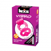 Розовое эрекционное виброкольцо Luxe VIBRO  Бархатный молот  + презерватив - Luxe - в Тамбове купить с доставкой