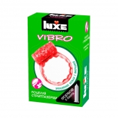 Розовое эрекционное виброкольцо Luxe VIBRO  Поцелуй стриптизёрши  + презерватив - Luxe - в Тамбове купить с доставкой