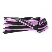 Черно-розовая плеть из замши - 58 см. - БДСМ Арсенал - купить с доставкой в Тамбове