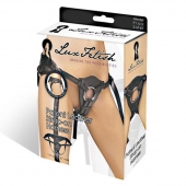 Черные трусики для страпона из патентованной кожи - Lux Fetish - купить с доставкой в Тамбове