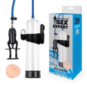 Прозрачная вакуумная вибропомпа Sex Expert с насадкой-вагиной - Sex Expert - в Тамбове купить с доставкой