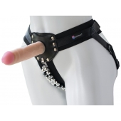 Черный пояс-трусики с насадкой  Гламур Dana  - 15,5 см. - LOVETOY (А-Полимер) - купить с доставкой в Тамбове