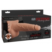 Телесный полый страпон с имитацией эякуляции 7.5  Hollow Squirting Strap-On with Balls Flesh - 21,6 см. - Pipedream - купить с доставкой в Тамбове
