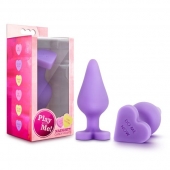 Фиолетовая анальная пробка Naughty Candy Heart Do Me Now - 8,9 см. - Blush Novelties - купить с доставкой в Тамбове