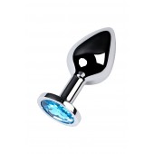 Серебристая конусовидная анальная пробка с голубым кристаллом - 8 см. - ToyFa - купить с доставкой в Тамбове