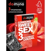 Презервативы для орального секса DOMINO Sweet Sex с ароматом клубничного коктейля  - 3 шт. - Domino - купить с доставкой в Тамбове