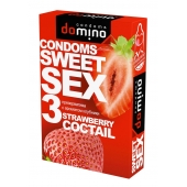 Презервативы для орального секса DOMINO Sweet Sex с ароматом клубничного коктейля  - 3 шт. - Domino - купить с доставкой в Тамбове