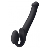 Черный безремневой страпон Silicone Bendable Strap-On M - Strap-on-me - купить с доставкой в Тамбове