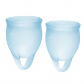 Набор голубых менструальных чаш Feel confident Menstrual Cup - Satisfyer - купить с доставкой в Тамбове