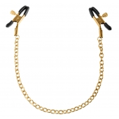 Чёрные с золотом зажимы на соски Gold Chain Nipple Clamps - Pipedream - купить с доставкой в Тамбове