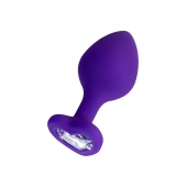 Фиолетовая анальная втулка Diamond Heart с прозрачным кристаллом - 8 см. - ToyFa - купить с доставкой в Тамбове