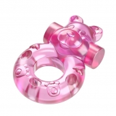 Розовое эрекционное виброкольцо на пенис Pink Bear - Baile - в Тамбове купить с доставкой