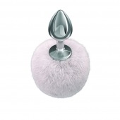 Серебристая анальная пробка с белым пушистым хвостиком Twinkle - Lola Games - купить с доставкой в Тамбове