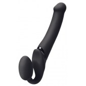 Черный безремневой вибрострапон Silicone Bendable Strap-On M - Strap-on-me - купить с доставкой в Тамбове