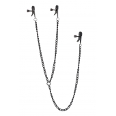 Черные зажимы на соски и клитор на цепочке DELUXE NIPPLE   CLIT CLAMPS - Dream Toys - купить с доставкой в Тамбове