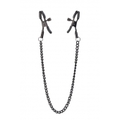 Черные зажимы на соски на цепочке BLAZE DELUXE NIPPLE CLAMPS - Dream Toys - купить с доставкой в Тамбове