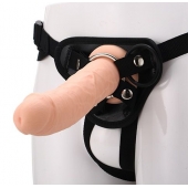 Черные трусики с телесной насадкой STRAP ON REAL DILDO - 21 см. - Dream Toys - купить с доставкой в Тамбове