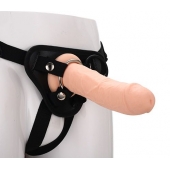 Черные трусики с телесной насадкой STRAP ON REAL DILDO - 21 см. - Dream Toys - купить с доставкой в Тамбове