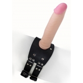 Черный узкий пояс на бедро с телесной насадкой - LOVETOY (А-Полимер) - купить с доставкой в Тамбове