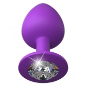 Фиолетовая анальная пробка со стразом Her Little Gem Large Plug - 9,5 см. - Pipedream - купить с доставкой в Тамбове