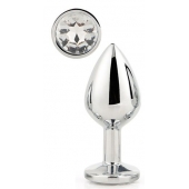 Серебристая анальная втулка с прозрачным кристаллом - 7,1 см. - Dream Toys - купить с доставкой в Тамбове