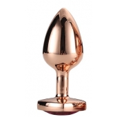 Золотистая анальная втулка с кристаллом-сердечком розового цвета - 7,1 см. - Dream Toys - купить с доставкой в Тамбове