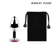 Серебристая анальная пробка с малиновым кристаллом - 7,2 см. - Anal Jewelry Plug - купить с доставкой в Тамбове