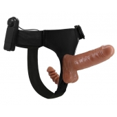 Страпон с вагинальной пробкой и вибрацией Ultra Passionate Harness - 16 см. - Baile - купить с доставкой в Тамбове