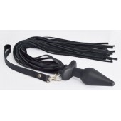 Черная анальная пробка с плетью - Sitabella - купить с доставкой в Тамбове