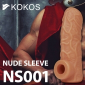 Телесная открытая насадка-реалистик с подхватом мошонки Nude Sleeve M - 12 см. - KOKOS - в Тамбове купить с доставкой