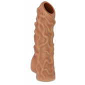 Телесная насадка с венками и открытой головкой Nude Sleeve L - 14 см. - KOKOS - в Тамбове купить с доставкой