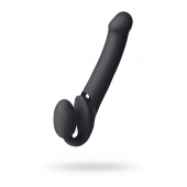 Черный безремневой вибрострапон Vibrating Bendable Strap-On L - Strap-on-me - купить с доставкой в Тамбове