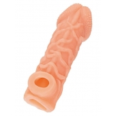 Телесная закрытая насадка с венками Cock Sleeve Size M - 15,6 см. - KOKOS - в Тамбове купить с доставкой