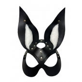 Черная маска зайки с белым мехом на ушках Miss Bunny - БДСМ Арсенал - купить с доставкой в Тамбове