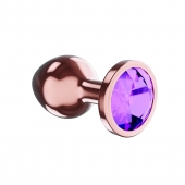 Пробка цвета розового золота с фиолетовым кристаллом Diamond Amethyst Shine S - 7,2 см. - Lola Games - купить с доставкой в Тамбове