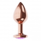 Пробка цвета розового золота с фиолетовым кристаллом Diamond Amethyst Shine S - 7,2 см. - Lola Games - купить с доставкой в Тамбове