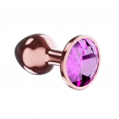Пробка цвета розового золота с лиловым кристаллом Diamond Quartz Shine L - 8,3 см. - Lola Games - купить с доставкой в Тамбове