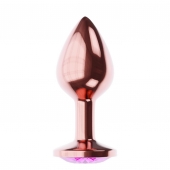 Пробка цвета розового золота с лиловым кристаллом Diamond Quartz Shine L - 8,3 см. - Lola Games - купить с доставкой в Тамбове