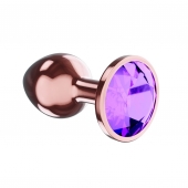 Пробка цвета розового золота с фиолетовым кристаллом Diamond Amethyst Shine L - 8,3 см. - Lola Games - купить с доставкой в Тамбове