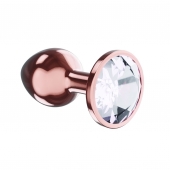 Пробка цвета розового золота с прозрачным кристаллом Diamond Moonstone Shine L - 8,3 см. - Lola Games - купить с доставкой в Тамбове