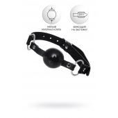 Черный кляп-шар на кожаных ремешках Anonymo - ToyFa - купить с доставкой в Тамбове