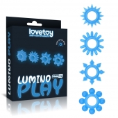 Набор из 4 голубых, светящихся в темноте эрекционных колец Lumino Play - Lovetoy - в Тамбове купить с доставкой