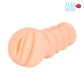 Телесный мастурбатор-вагина с комплектом эрекционных колец - Bior toys - в Тамбове купить с доставкой