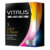 Цветные ароматизированные презервативы VITALIS PREMIUM color   flavor - 3 шт. - Vitalis - купить с доставкой в Тамбове