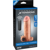 Телесная вибронасадка с кольцом  Vibrating Real Feel 1 Extension - 14 см. - Pipedream - в Тамбове купить с доставкой