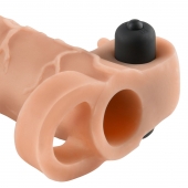 Телесная вибронасадка с кольцом Vibrating Real Feel 2 Extension - 16 см. - Pipedream - в Тамбове купить с доставкой