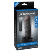 Чёрная вибронасадка с кольцом Vibrating Real Feel 2 Extension - 16 см. - Pipedream - в Тамбове купить с доставкой